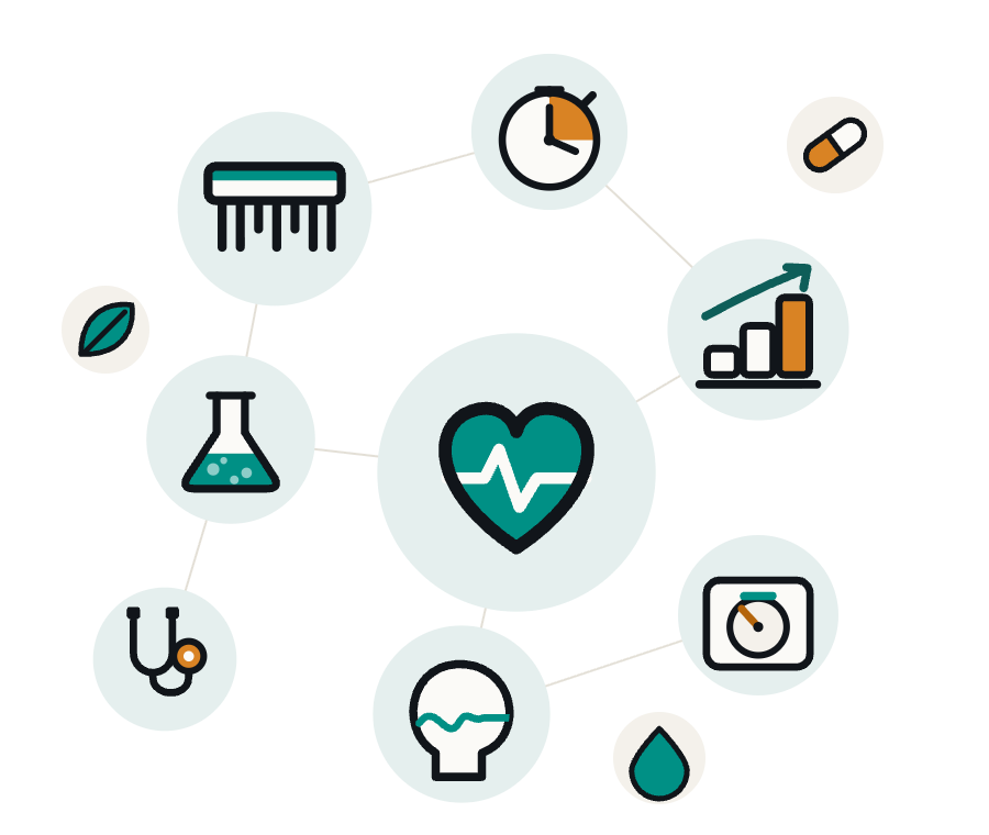 A cluster of illustrated icons for the topics this site covers, connected by thin lines